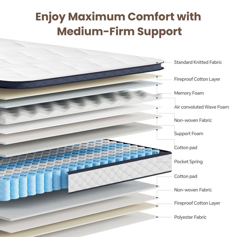 🎉Last day clearance sale!🛏️Mattress 10-12 Inch Hybrid Mattresses in a Box