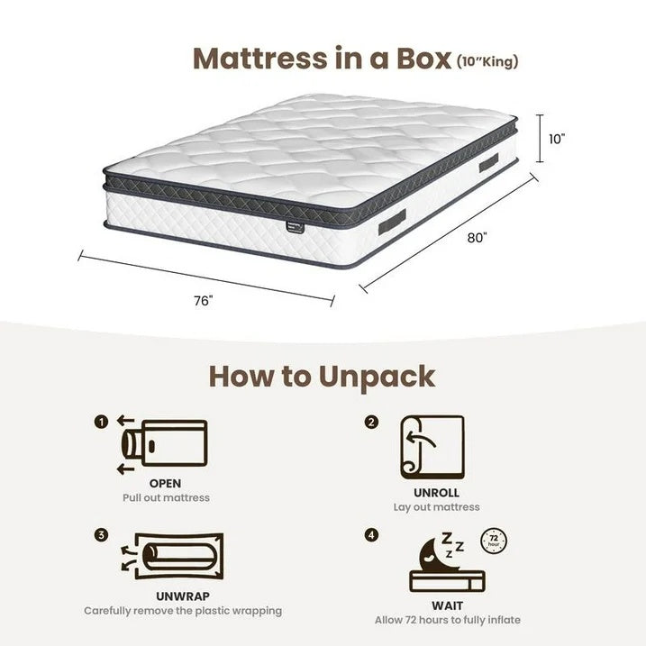 🎉Last day clearance sale!🛏️Mattress 10-12 Inch Hybrid Mattresses in a Box