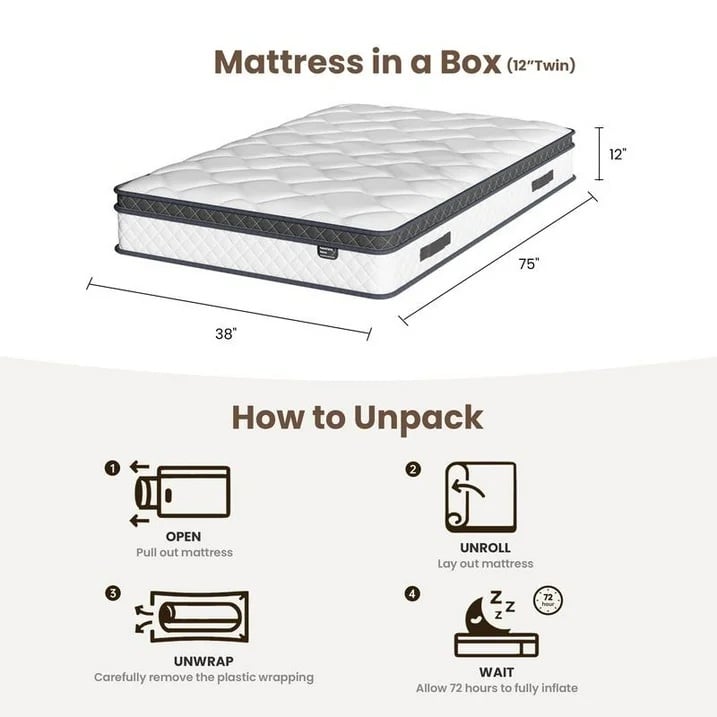 🎉Last day clearance sale!🛏️Mattress 10-12 Inch Hybrid Mattresses in a Box