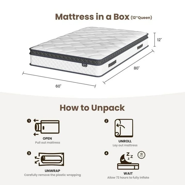 🎉Last day clearance sale!🛏️Mattress 10-12 Inch Hybrid Mattresses in a Box
