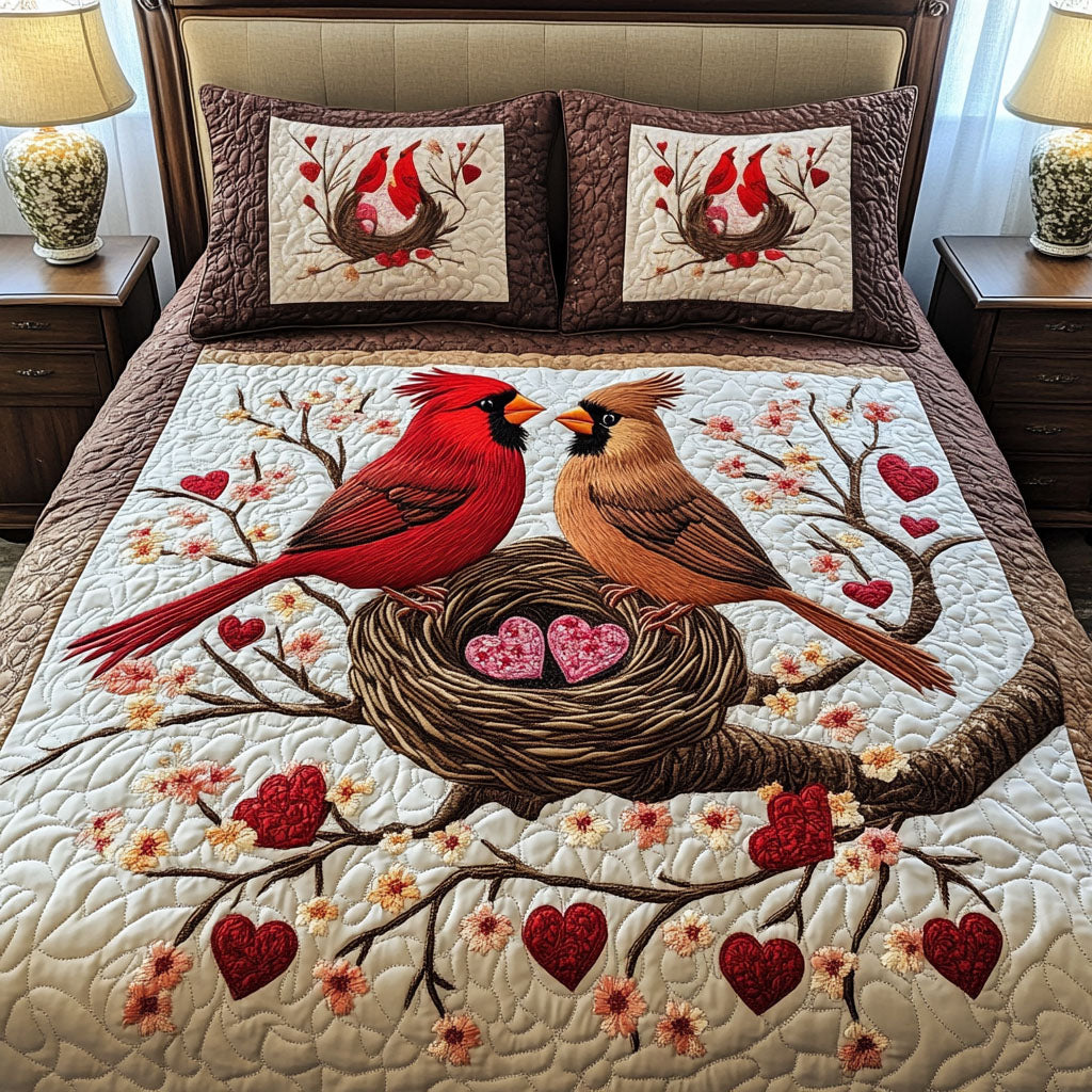 Couple Cardinal 3-Piece Quilted Bedding Set NCU0VT78