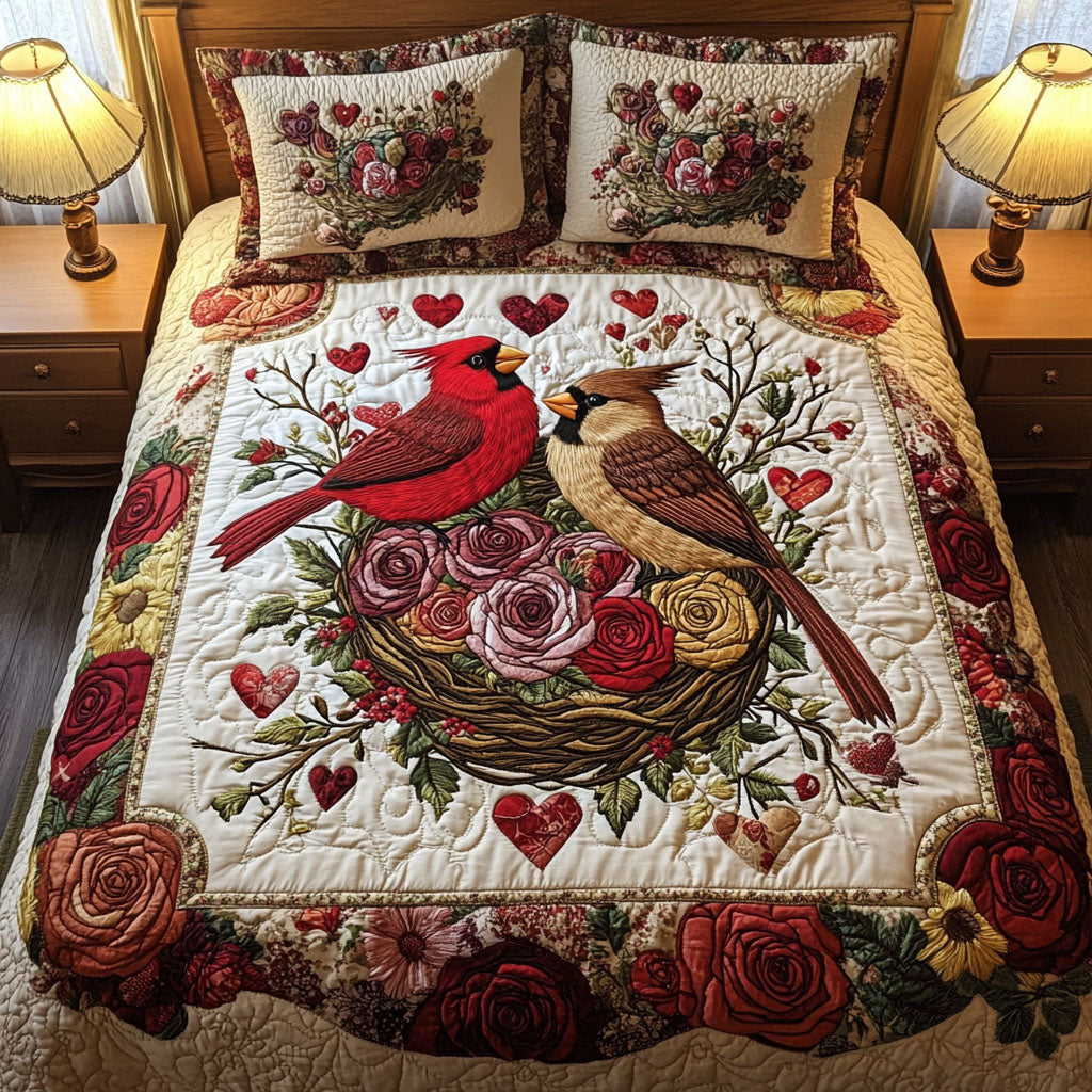 Couple Cardinal 3-Piece Quilted Bedding Set NCU0VT78