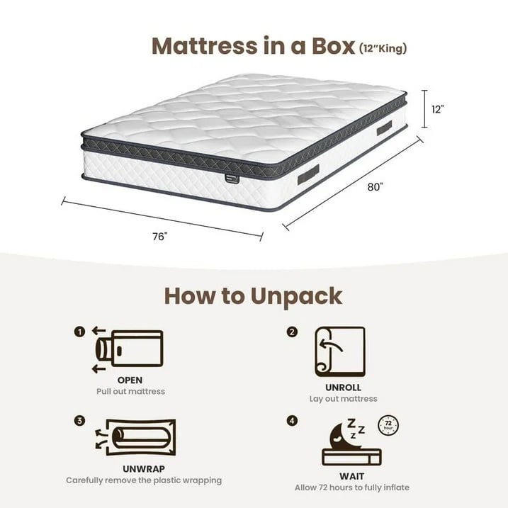 🎉Last day clearance sale!🛏️Mattress 10-12 Inch Hybrid Mattresses in a Box