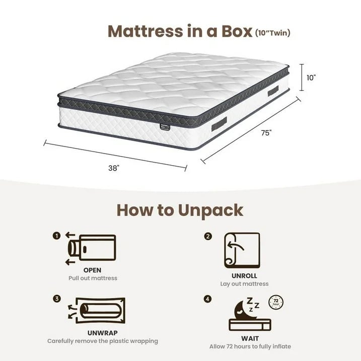 🎉Last day clearance sale!🛏️Mattress 10-12 Inch Hybrid Mattresses in a Box