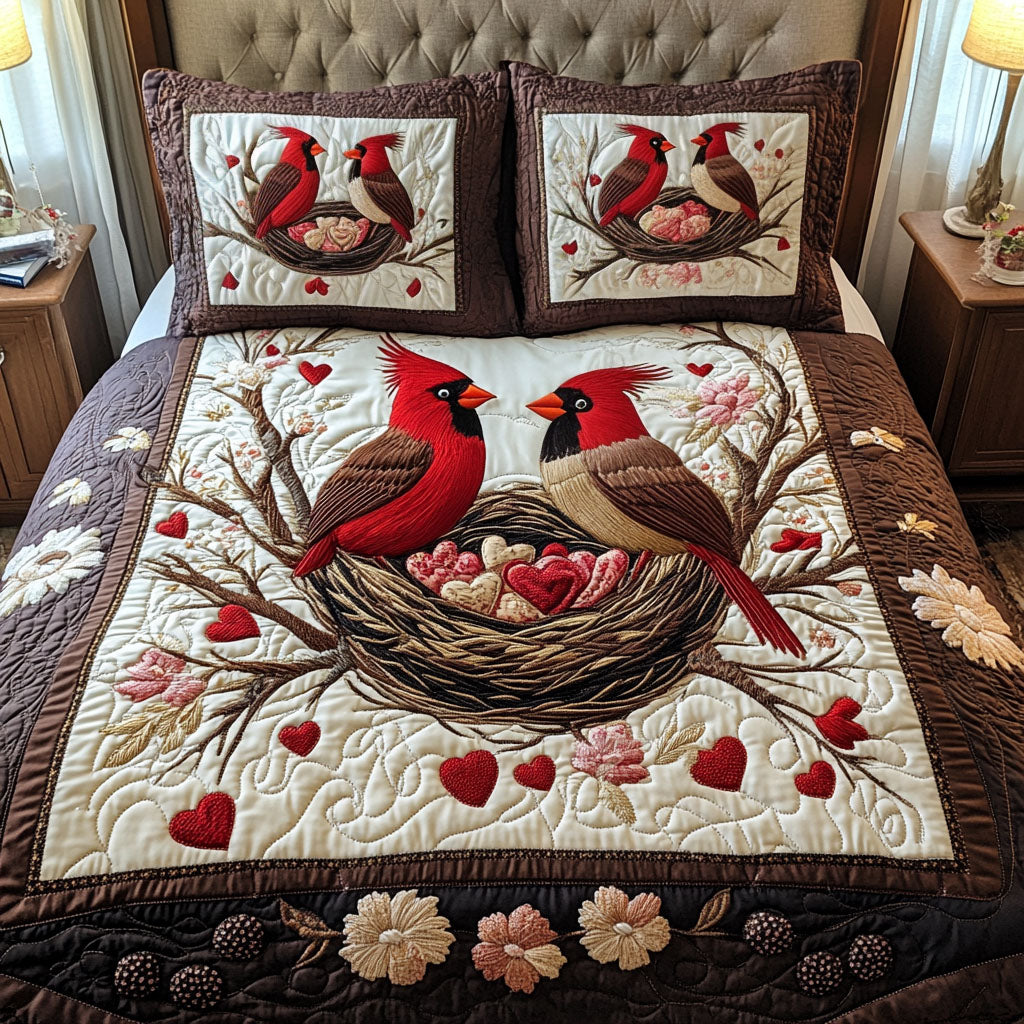Couple Cardinal 3-Piece Quilted Bedding Set NCU0VT78