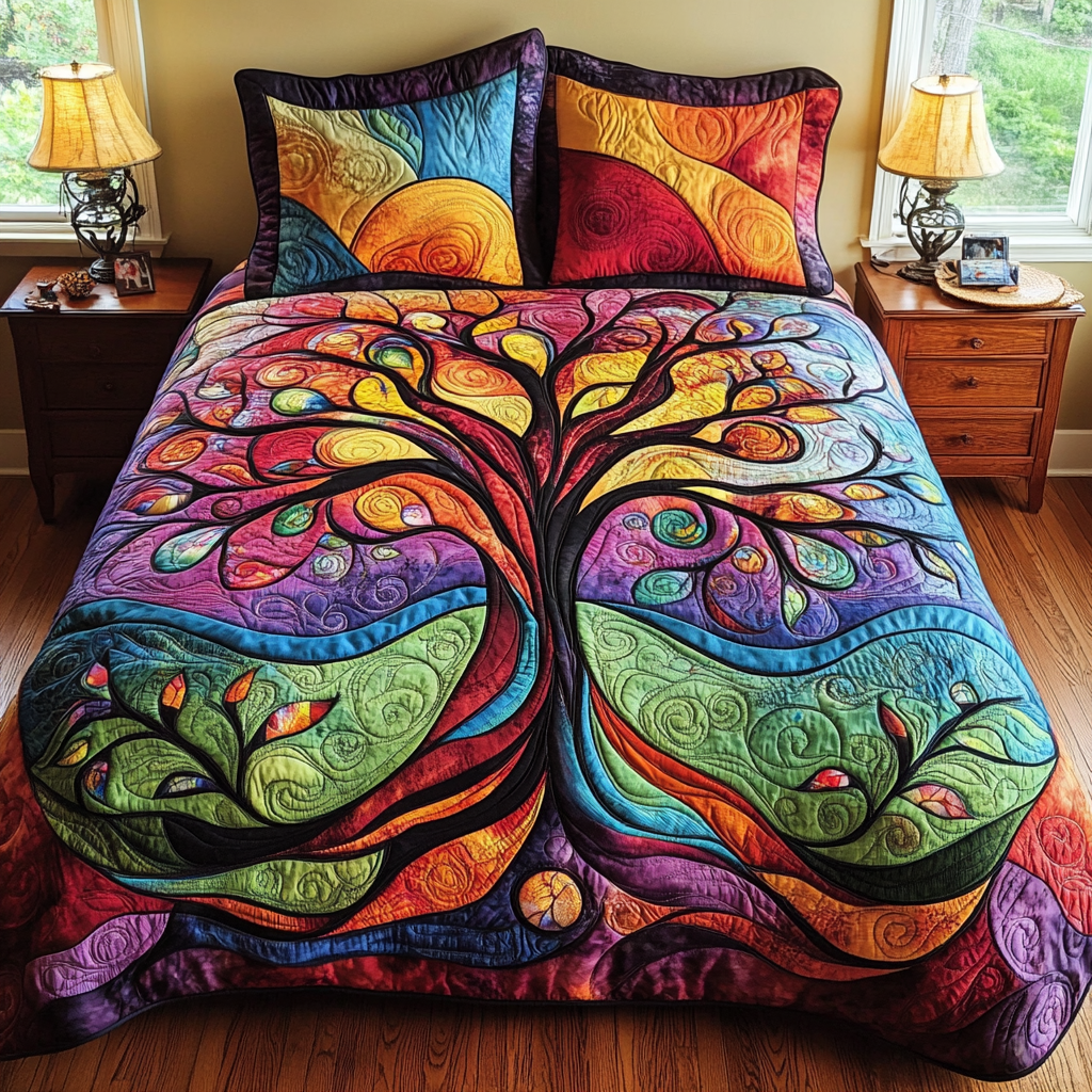 Tree Of Life 3-Piece Quilted Bedding Set NCU0VT71