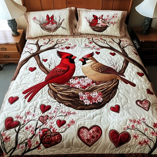 Couple Cardinal 3-Piece Quilted Bedding Set NCU0VT78