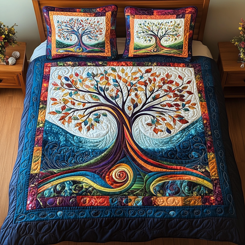 Tree Of Life 3-Piece Quilted Bedding Set NCU0VT71