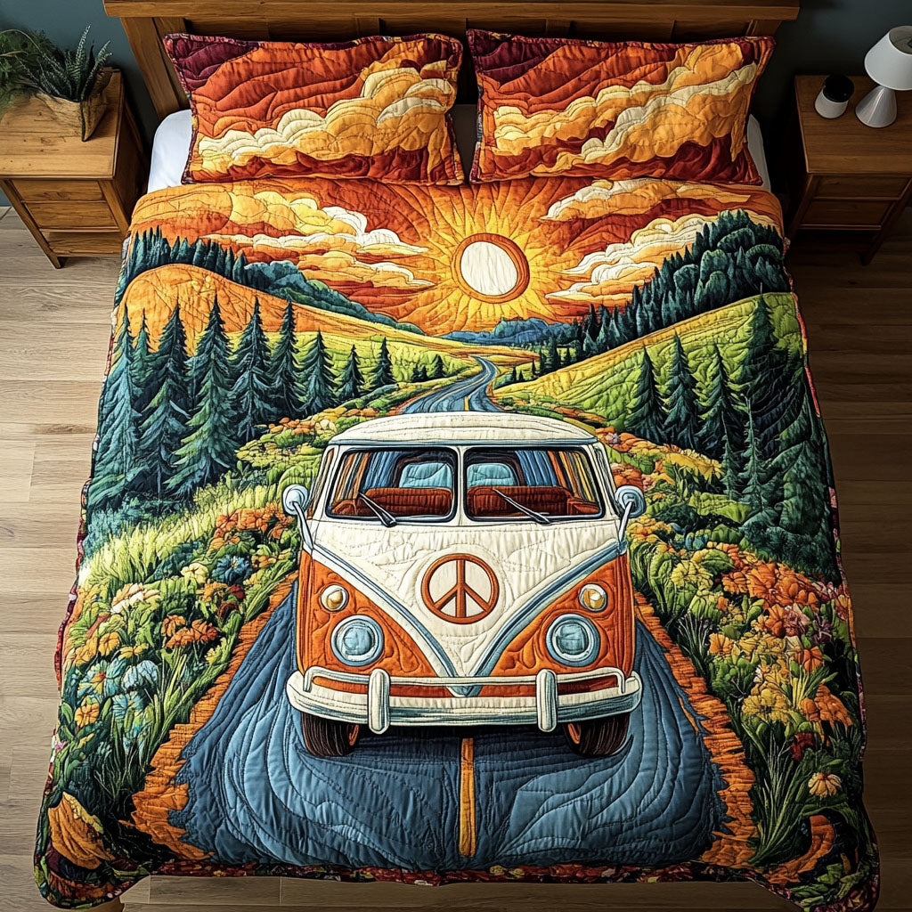 Hippie Van 3-Piece Quilted Bedding Set NCU0VT113