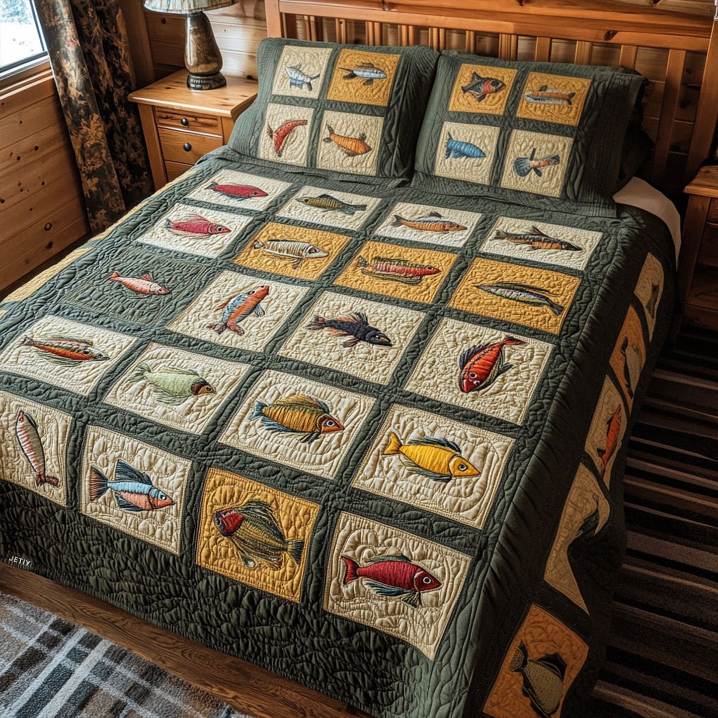 Fishing 3-Piece Quilted Bedding Set NCU0VT150